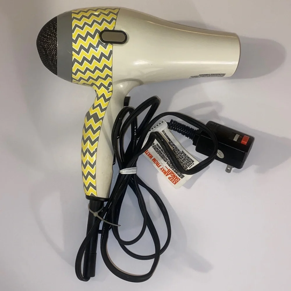 Bella Beauty Model #BB0147B Chevron Pattern Grey & Yellow Blow Dryer OS